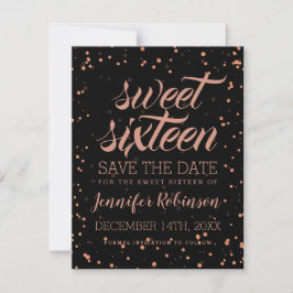 Reserve A Data Rosa Dourado Blac Sweet 16 Save Date Sparkle Confe