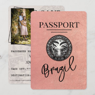 Reserve A Data Rosa Dourado Brasil Passaporte Salvar Data