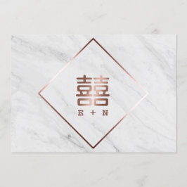 Reserve A Data Rosa Dourado e branco mármore chinês salvar a data