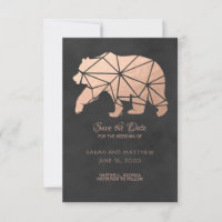 Rosa Dourado Folha Geo Urso Casamento Salvar a Dat