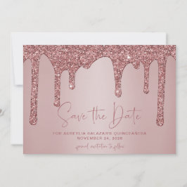 Reserve A Data Rosa Dourado Glitter Drives Quinceanera Salve a Da