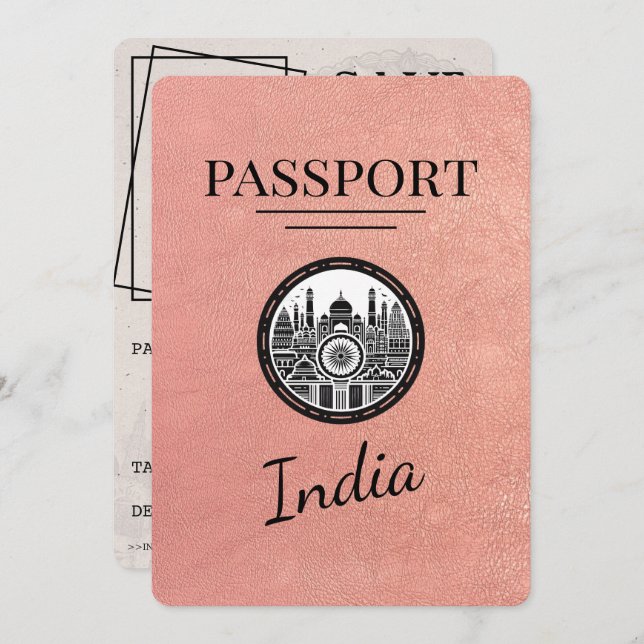 Reserve A Data Rosa Dourado India Passport Salvar Data (Frente/Verso)