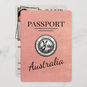 Reserve A Data Rosa Dourado Passaporte Austrália Salvar Data