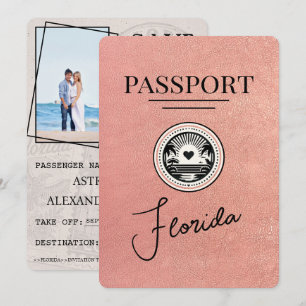 Reserve A Data Rosa Dourado Passaporte Florida Salvar a Data