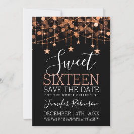 Reserve A Data Rosa Dourado Sweet 16 Sparkly String Lights Data d