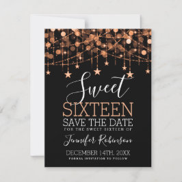 Reserve A Data Rosa Dourado Sweet 16 Sparkly String Lights Data d