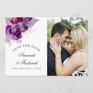 Reserve A Data Rosa e Azul-marinho Save the Date de Casamento com