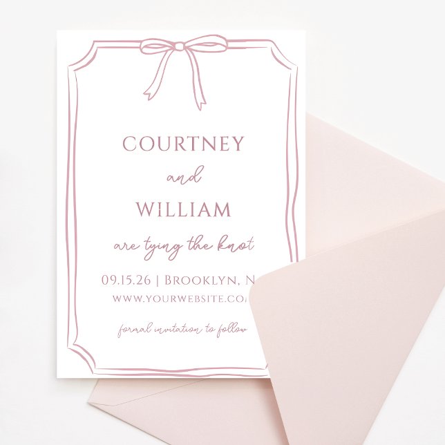 Reserve A Data Rosa empoeirado de Arco "Casando" elegante (Invite your guests with this delicate dusty rose invitation—perfect for romantic, intimate weddings.)