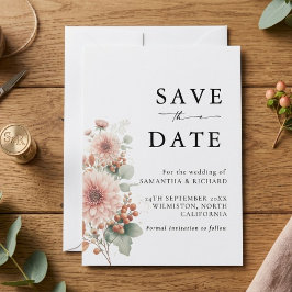 Reserve A Data Rosa empoeirado Rubor Floral Casamento