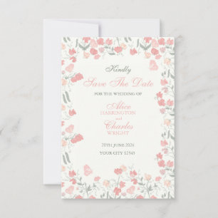 Reserve A Data Rosa Floral e Creme de Ervilha doce
