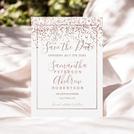 Reserve A Data Rosa gold confetti White, salve a data do casament