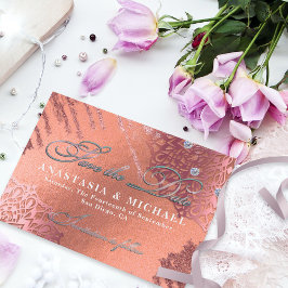 Reserve A Data Rosa Gold Foil Luxury Glam Na moda Elegante Casame