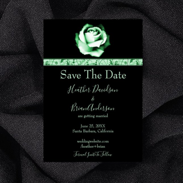 Reserve A Data Rosa Verde Salve A Data (Green Rose Save the Date)
