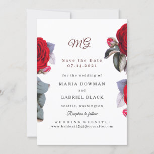 Reserve A Data Rosa vermelha Chic Burgundy. Casamento da Natureza