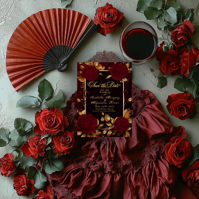 Reserve A Data Rosa vermelha de Script Flamenco Elegante (https://www.zazzle.com/elegant_flamenco_script_red_rose_save_the_date-256177387959209853)