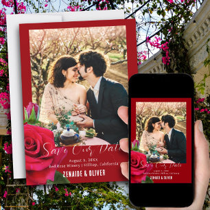 Reserve A Data Rosa vermelha Flat Save The Date Card