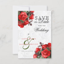 Rosa vermelha Floral Salvar a Data