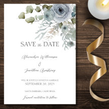 Rosas Azuis Desbotadas em Casamento Branco 