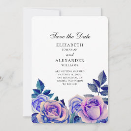 Reserve A Data Rosas azuis e roxas casamento salvar a data