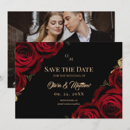 Reserve A Data Rosas Borgonha Casamento preto e vermelho