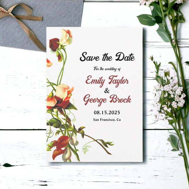 Reserve A Data Rosas Botânicas Elegantes Casamento Floral (Criador carregado)