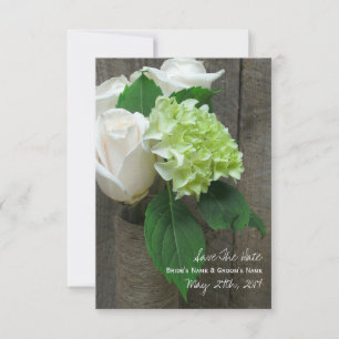 Reserve A Data Rosas brancas Hydrangea & Barnwood Salvem a data