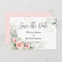 Rosas de Água-forte com Rubor Rosa - Salve a Data