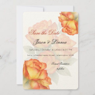 Reserve A Data Rosas de Aquarela Elegantes Pastel Pétalas