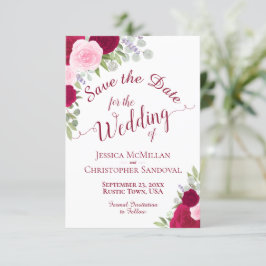 Reserve A Data Rosas de cor-de-água cor-de-rosa Elegante Boho Wed
