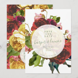 Reserve A Data Rosas De Jardim Inglês Círculo Salvar Data
