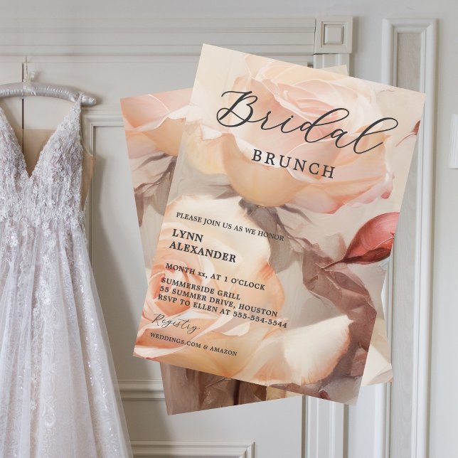 Reserve A Data Rosas de Verão Suaves, Chá de panela Elegante (Elegant Bridal Shower Soft Summer Roses Save The Date)