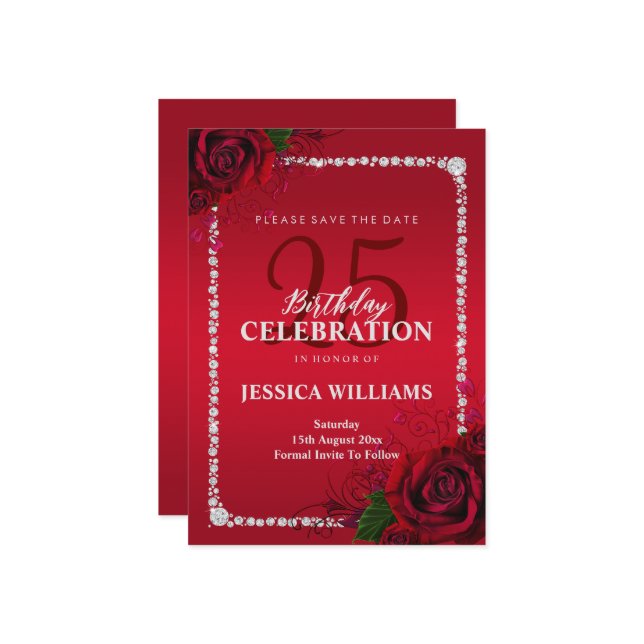 Reserve A Data Rosas decorativas românticas (Frente/Verso In Situ)