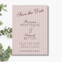 Reserve A Data Rosas Desbotadas Listras Retrô Borgonha Casamento