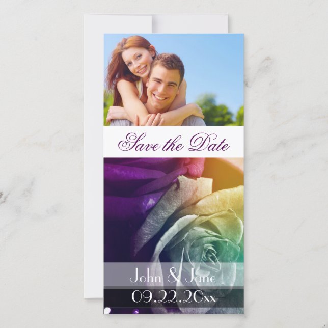 Reserve A Data Rosas do arco-íris/foto "Salvar a data" (Frente)