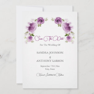 Reserve A Data Rosas e Peônias em Aquarela Fuchsia Save The Date