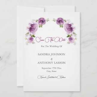 Reserve A Data Rosas e Peônias em Aquarela Fuchsia Save The Date