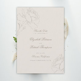 Reserve A Data Rosas Em Relevo Falso Ecru Casamento Clássico Form