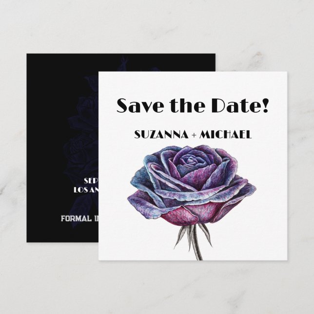 Reserve A Data Rosas Góticos Guardar a Data (Frente/Verso)