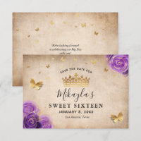 Rosas Lavanda Roxo e Dourado Elegantes