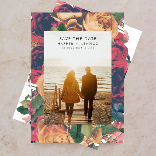 Reserve A Data Rosas Modern Foto Editável Salvar A Data