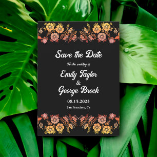 Reserve A Data Rosas Negra Boho Neon Casamento Floral Romântico