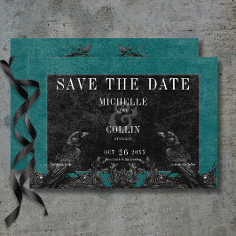 Reserve A Data Rosas Negras Gótica Casamento Teal