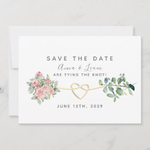 Reserve A Data Rosas Rosa Bege e Folhagens Casamento