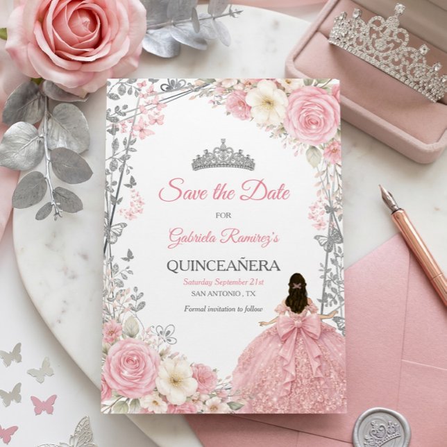 Reserve A Data Rosas Rosa Choque Douradas Quinceañera Salve a Dat (Criador carregado)