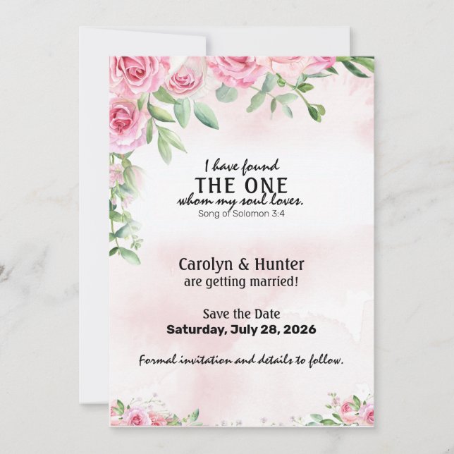 Reserve A Data Rosas Rosa e Verso (Frente)