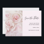 Reserve A Data Rosas Rosa Vintage e renda Elegante<br><div class="desc">Salve o cartão de data com uma fotografia de um buquê de rosas cor-de-rosa colocadas num local coberto. Vintage elegance.</div>