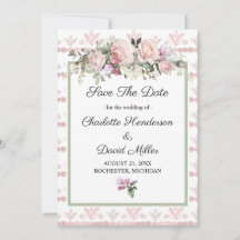 Rosas Rosa Watercolor Floral Salva a Data