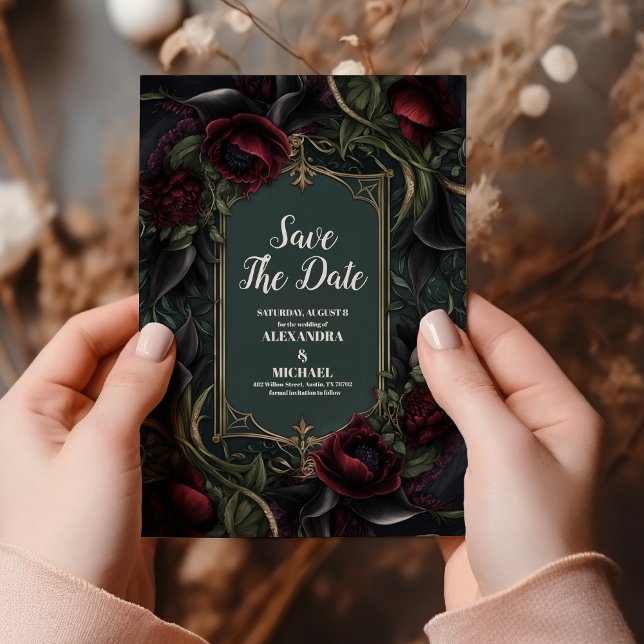 Reserve A Data Rosas Vermelhas Casamento de Halloween Gótico (Criador carregado)