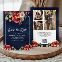Rosas Vermelhas Código QR de Foto Floral Casamento