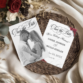 Reserve A Data Rosas vermelhas de Tipografia de Script de Fotogra